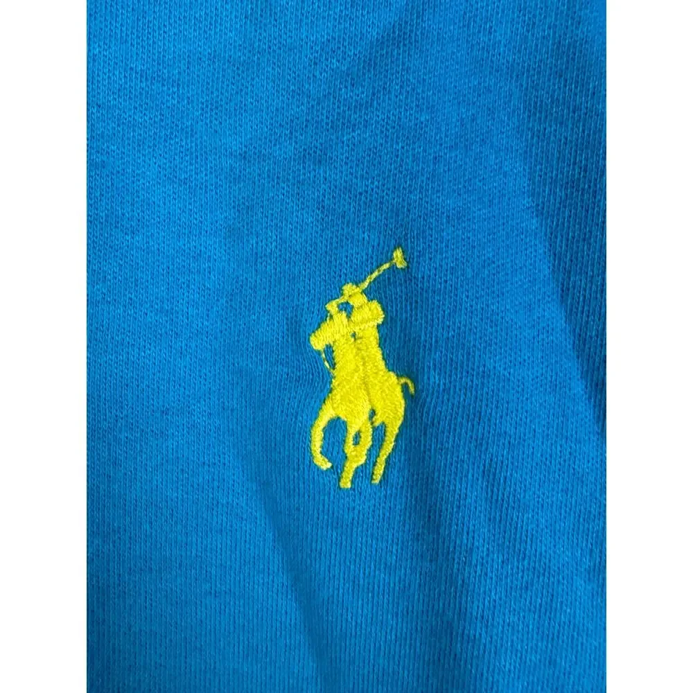 Polo Ralph Lauren Short Sleeve Shirt Vintage Blue Yellow Logo‎ Mens 2XL Cotton